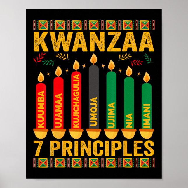 Poster Kwanzaa Sept Principes Bougies Hommes Femmes Kwanz (Devant)