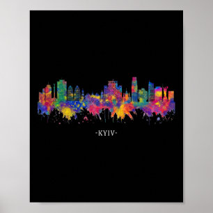 Poster Kyiv Ukraine Aquarelle Souvenir Ligne du Ciel