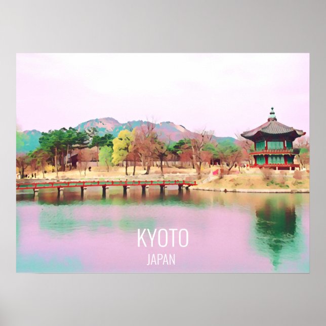 Poster Kyoto Japon pont avec imprimé de voyage du shire (Devant)