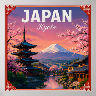 Poster 🌸 Kyoto Japon Saison des Cerisiers en Fleur 🌸