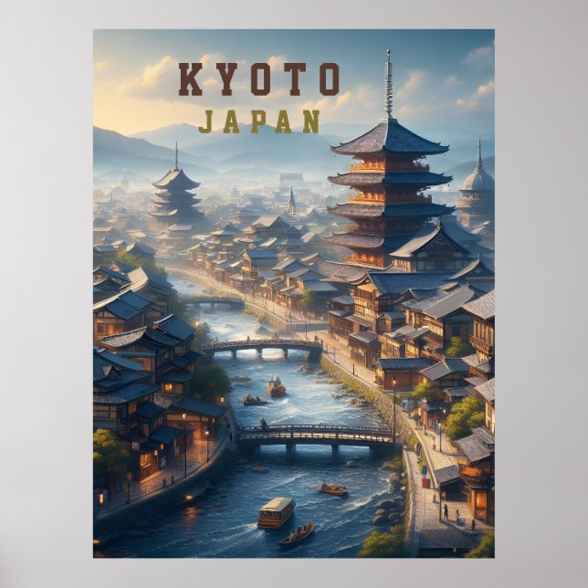 Poster Kyoto Japon Tourisme Vintage (Devant)