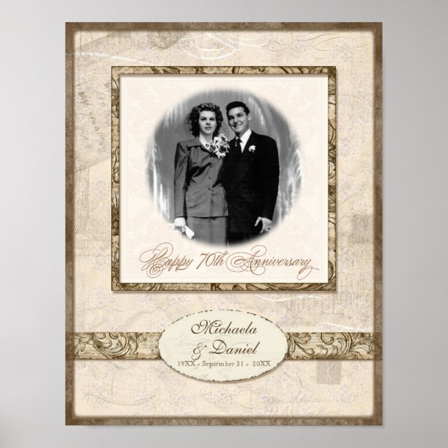 Poster L744 11x14 70e anniversaire Personnalisé avec phot (Devant)