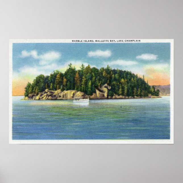 Poster La baie de Malletts Vue sur l'île de Marble (Devant)