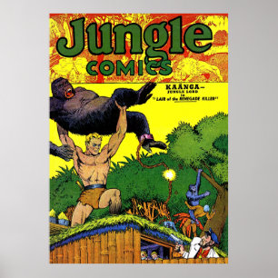 Poster La bande dessinée Vintage de Jungle Gorilla