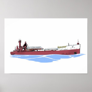 Poster La barge des Grands Lacs Joseph H. Thompson et Joe