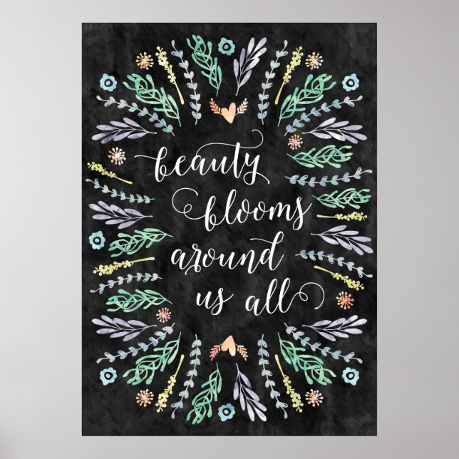 Poster La beauté fleurit | Citation de calligraphie du ta (Devant)