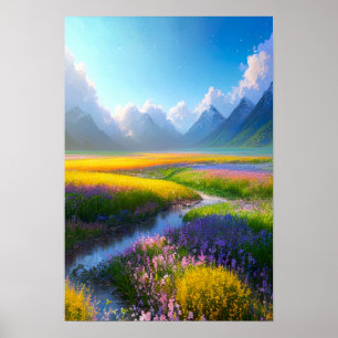 Poster La beauté vibrante d'un champ de fleurs