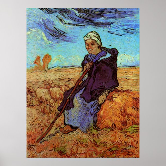 Poster La Bergère (après Millet) par Vincent van Gogh (Devant)