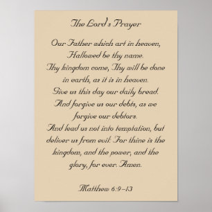 Poster La Bible encadrée Verse Artwork, la prière du Seig