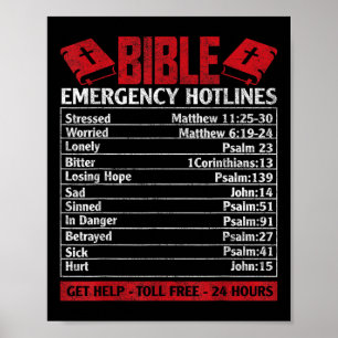 Poster La Bible numéros d'urgence Funny Dieu chrétien Jés