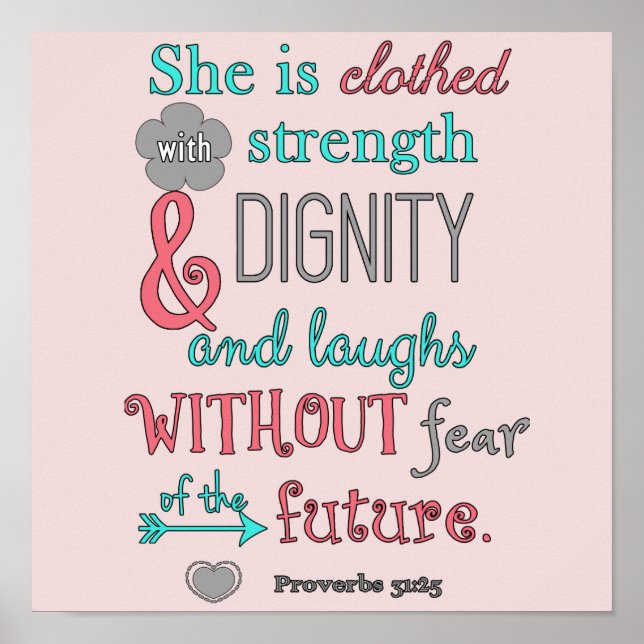 Poster La Bible, Proverbes 31:25, Elle est habillée en fo (Devant)