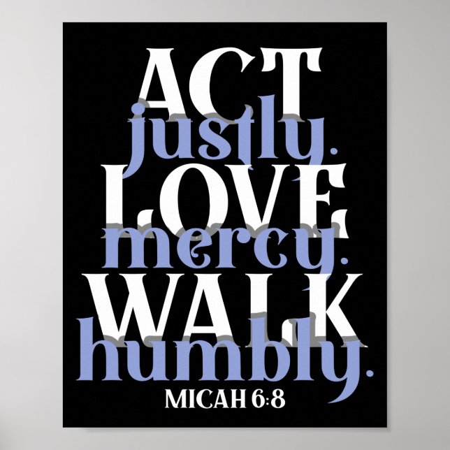 Poster La Bible Verse Act Juste Amour Mercy Walk Humbly D (Devant)