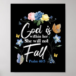 Poster La Bible Verse Dieu Est En Elle Elle Elle Ne Tombe