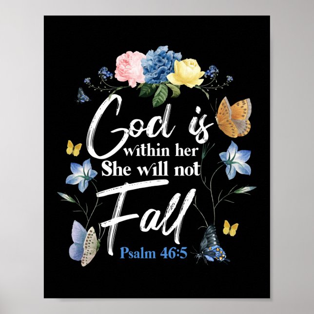 Poster La Bible Verse Dieu Est En Elle Elle Elle Ne Tombe (Devant)
