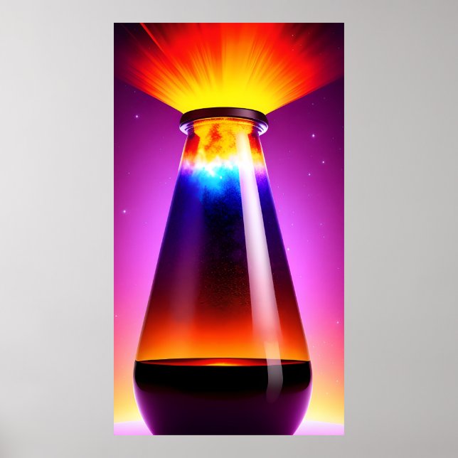 Poster La Bouteille Magique | Lampe à lave | Dégradé | AI (Devant)