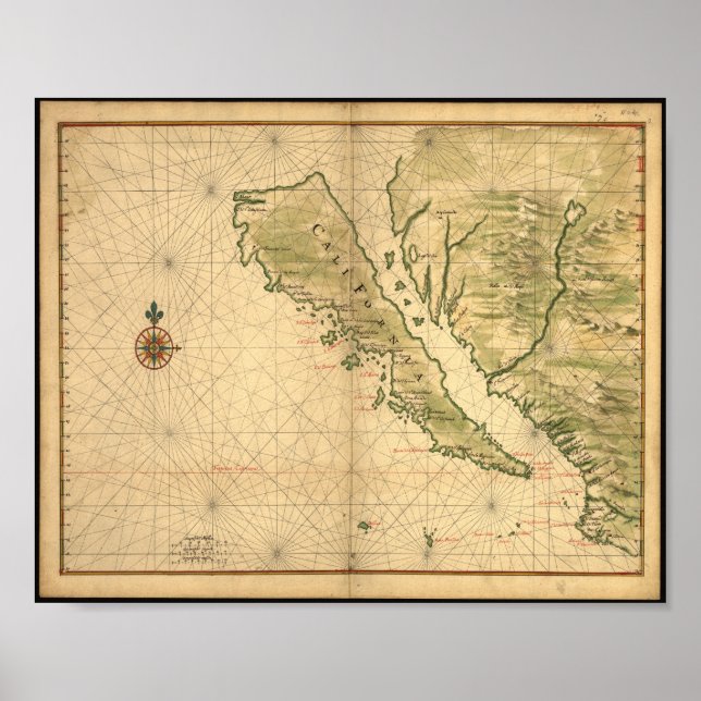 Poster La Californie comme carte des îles du 16ème siècle (Devant)