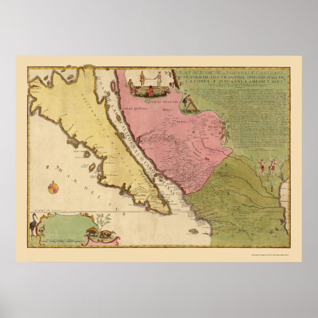 Poster La Californie comme île par N. de Fer 1720 (Devant)