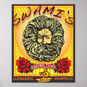 POSTER LA CALIFORNIE DE SURF ENCINITAS DE LA SWAMI