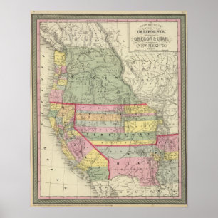 Poster La Californie, Orégon, Utah, Nouveau Mexique 3