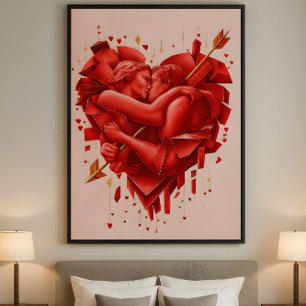 Poster La Capture de Cupidon - Art Abstrait Romantique Mo