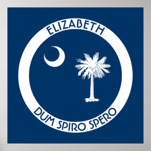 Poster La Caroline du Sud le drapeau personnel d'état de
