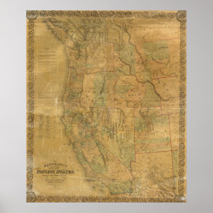 Poster La carte de Bancroft des états Pacifiques