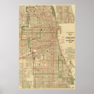 Poster La carte de Blanchard de Chicago