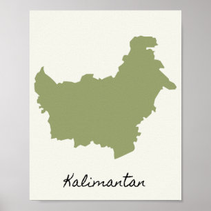 Poster La carte de Kalimantan