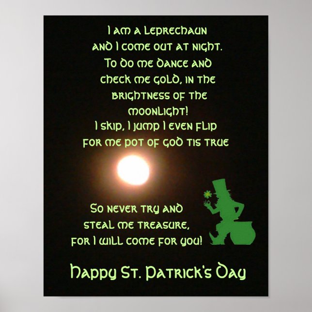 POSTER LA CARTE DE LA CHANSON LEPRECHAUN (Devant)