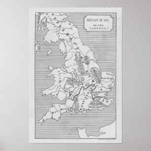 Poster La carte de la Grande-Bretagne a produit par