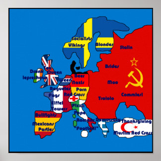 Poster La Carte De L'Europe Selon Les Américains