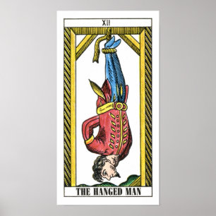 Poster La carte de tarot accrochée d'homme