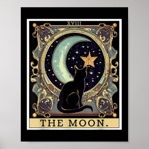Poster La carte de tarot du croissant de lune Vintage cha