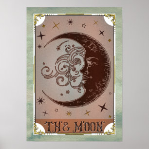 Poster La carte de tarot vintage Moon Celestial Art