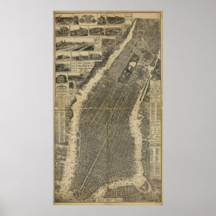Poster La carte de ville de New-York (1879)