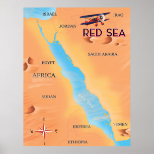 Poster La carte de voyage de la mer Rouge