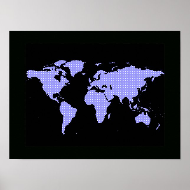 Poster la carte du monde avec à petits pois - noir (Devant)
