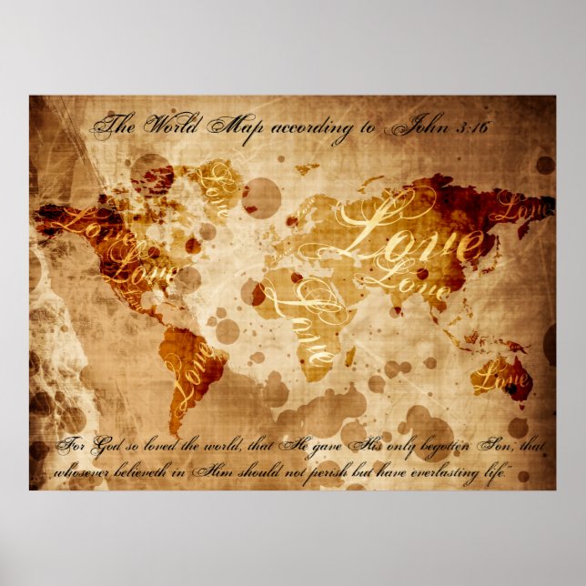 Poster La carte du monde selon John 3:16 (Devant)
