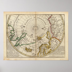 Poster La carte du Pôle Nord et les territoires