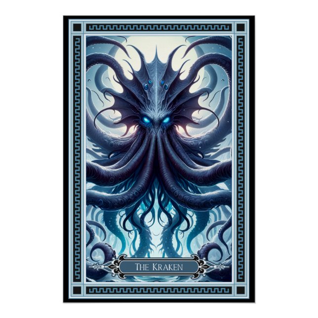 Poster La carte Kraken Tarot (Devant)