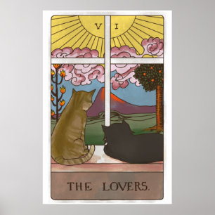 Poster La Carte Tarot Chat Lovers
