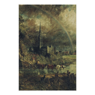 Poster La cathédrale de Salisbury depuis les prairies