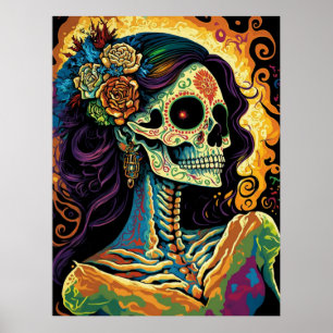 Poster La Catrina Day of Dead Mexican Skeleton Art