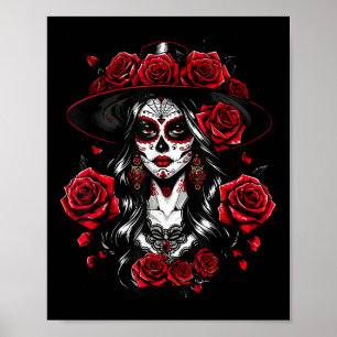Poster La Catrina Women Dia De Los Muertos Latino Cinco D