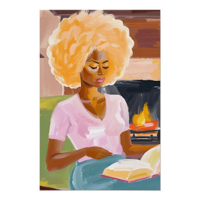Poster La Chaleur des pages : Afro Woman et son livre (Devant)