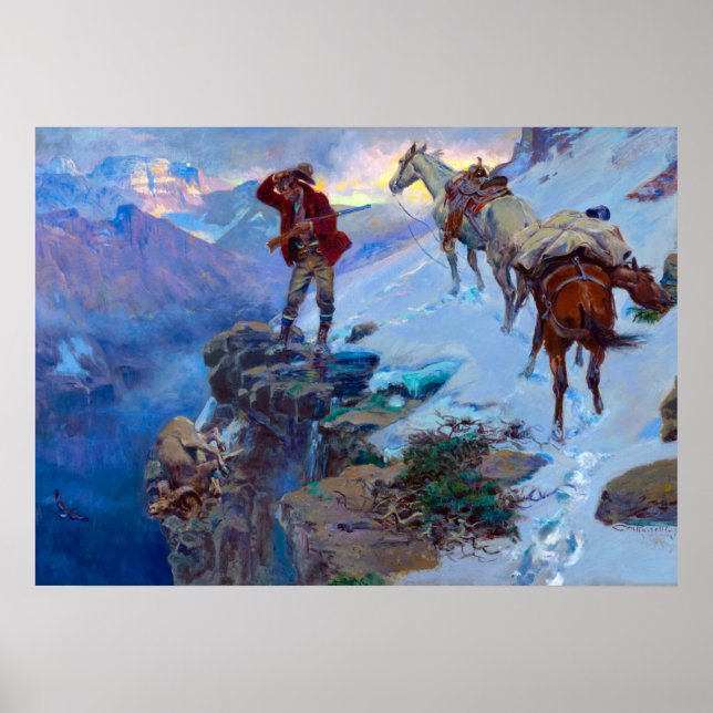 Poster La chance du chasseur par Charles Marion Russell (Devant)