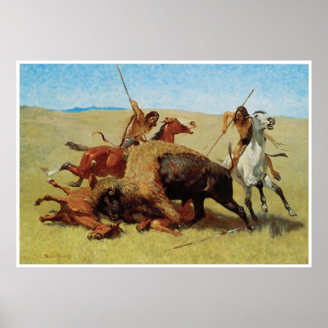 Poster La chasse au bison, 1890 (Devant)