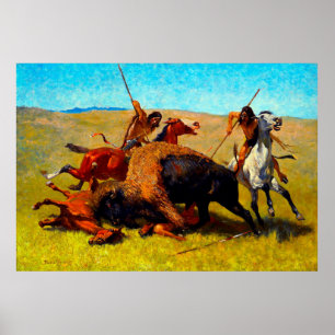 Poster La chasse aux bisons Frederic Remington 1890