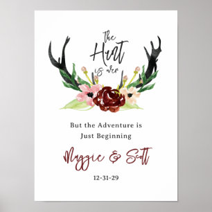 Poster La chasse est au-dessus du Mariage floral rustique