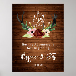 Poster La chasse est au-dessus du Mariage floral rustique